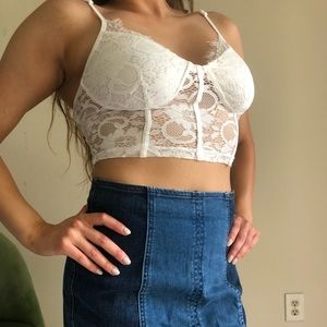 Lace bralette style crop top